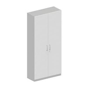 Kleerkast TETRIS SOLID - B 1000 x D 412 x H 2239 mm - 1 legbord en kledingstang - afsluitbaar -  blank alu en wit - ons merk Schäfer Shop Genius