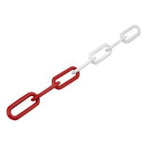 Afzetketting - kunststof - 50 m- Ø 8 mm - rood/wit