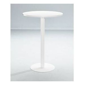 Hoge tafel Paperflow, rond, met stalen frame, kolomvoet, Ø 800 mm, bestand tegen ontsmettingsmiddelen, wit