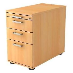 Vast ladeblok TARVIS, 1 materiaallade, afsluitbaar, 2 schuifladen, 1 hangmappenlade, B 428 x D 700 x H 720 mm, beukenpatroon