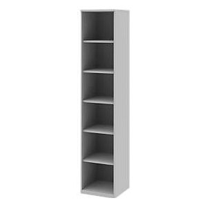 BARI boekenkast, 6 OH, 5 legborden, spaanplaat, B 427 x D 430 x H 2174 mm, lichtgrijs