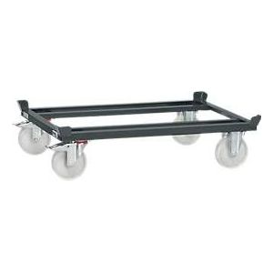 Palletframe, staal, tot 1200 kg, antracietgrijs, banden van massief rubber, met rem