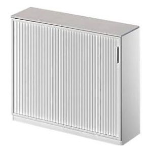 Schäfer Shop  Genius Roldeurkast TETRIS SOLID, 3 ordnerhoogten, B 1600 mm, incl. 19 mm afdekplaat, lichtgrijs/blank aluminium/blank aluminium