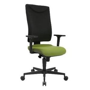 Bureaustoel ECO SSI Proline P1 - gerecycled kunststof - synchroonmechanisme - ergonomisch wervelsteun - afronding ter hoogte van de knieën - met armleuningen - salie en zwart - Schäfer Shop Pure