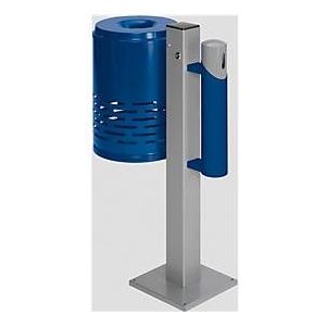 Afvalbak/asbak-combinatie, gentiaanblauw/gentiaanblauw/zilver