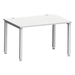 Bureau MODENA FLEX, rechthoekig, 4-poots vierkante buis, B 1200 x D 800 x H 720-820 mm, lichtgrijs/wit aluminium