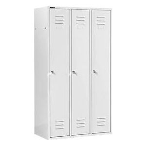 Schäfer Shop  Select Kledinglocker met 3 compartimenten, cilinderslot, lichtgrijs/lichtgrijs