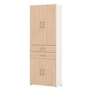 Home Kantoorkast TEMPIO, van hout, 4 deuren, 2 laden, 6 OH, B 800 x D 340 x H 2130 mm, eiken wit/Sonoma