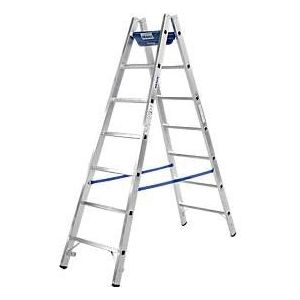 Dubbele trapladder, 2 x 6 sporten, + toolbag GRATIS