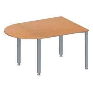 Schäfer Shop  Genius Vergadertafel MODENA FLEX, in hoogte verstelbaar, afgeronde vorm, 4-poot vierkante buis, B 1400 x D 1000 mm, beukenpatroon
