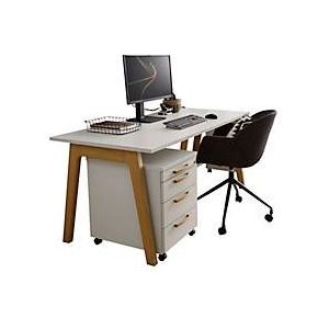 Bureautafel Start Off Wood rechthoekig, poot A, B 1600 x D 800 x H 735 mm, wit/hout look