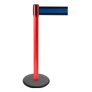 Afzetpaal met trekband GLA 29, rood, trekband zwart/blauw