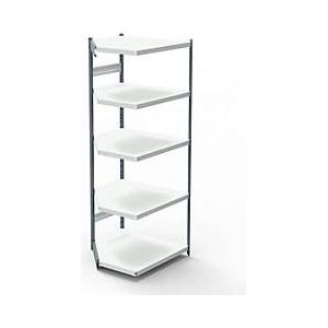 Stalen rek PROGRESS 2000, open hoekkast bouwdeel, zonder achterwand, H 1900 x B 400 + D 300 mm, zilveren frame