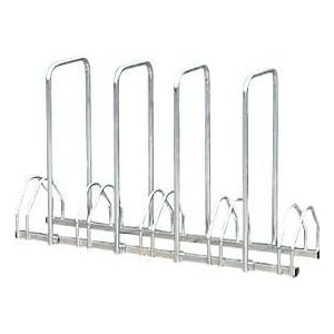 Mottez B131AR, 2-zijdig, voor banden met B 35-55 mm, met diefstalbeveiliging, 4 beugels, voor maximaal 5 fietsen, B 1320 x D 330 x H 830 mm, stalen buis, zilver