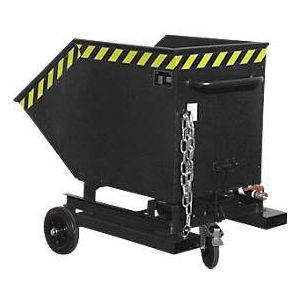 Spanencontainer Bauer SKW-ET 400, staal, zwart, B 1320 x D 900 x H 1090 mm, 400 l, tot 300 kg, rollen, handmatig kiepen, met inrijvakken