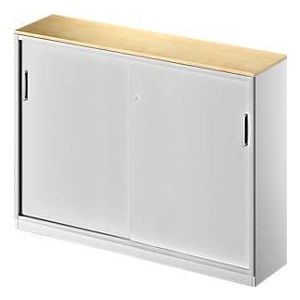 Schäfer Shop  Genius Schuifdeurkast TETRIS SOLID, 3 ordnerhoogten, middenwand, B 1600 x D 413 x H 1170 mm, esdoorn/blank aluminium