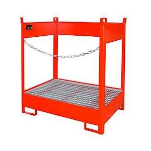 Stapelpallet voor vaten Bauer FSP-2, open aan zijkant, voor 2 x 200 l vaten, rood