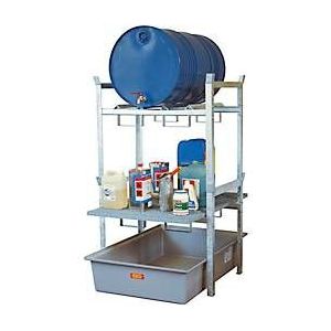 Vatenrek type 400 variant 3 CEMO, opvangbak, trommel- en roosterhouder, L 990 x B 1280 x H 1620 mm