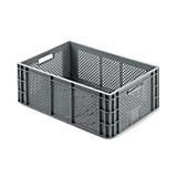 Euro Box groente- en fruitkist, voedselveilig, inhoud 47,9 L, opengewerkte versie, grijs