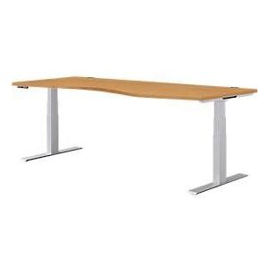 Schäfer Shop  Genius Bureautafel in vrije vorm MODENA FLEX, elektr. in hoogte verstelbaar, aanbouw rechts, B 1800 mm, beuken