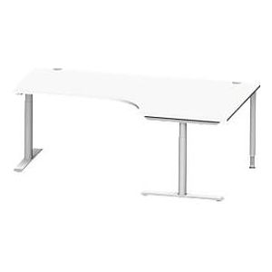 Schäfer Shop Genius hoekbureau MODENA FLEX 90°, aanbouw rechts, T-poot ronde buis, B 2000 mm, wit/wit