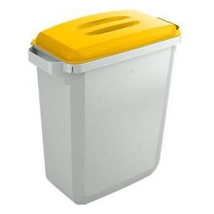 Afvalverzamelbak voor recycleerbaar afval Durabin® 60 L - grijs met deksel geel