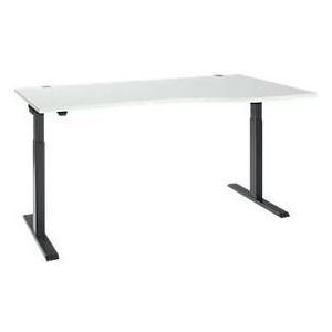 Bureau ERGO-T 2.0 - elektrisch in hoogte verstelbaar - vrije vorm aanbouw rechts - B 1800 x H 715-1205 mm - T-voet antraciet - lichtgrijs - ons merk Schäfer Shop Select