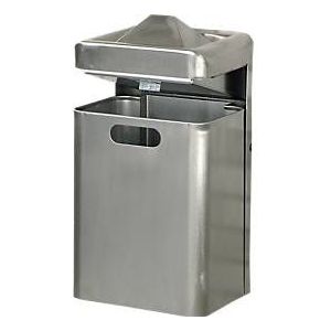 Wandasbak-/Afvalcombinatie, 35 liter, rvs