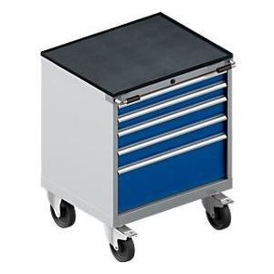 Schäfer Shop Select ladekast met wielen WSK 18-27, 4 laden, tot 200 kg, B 411 x D 572 x H 770 mm, gentiaanblauw/blank aluminiumkleur