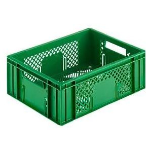Euro Box groente- en fruitkist, voedselveilig, inhoud 11,9 liter, opengewerkte versie, groen