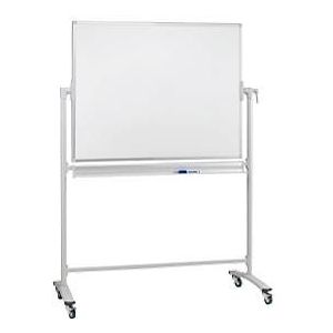 Verrijdbaar en draaibaar whiteboard Franken - geëmailleerd - B 900 x H 1200 mm - met opbergbak