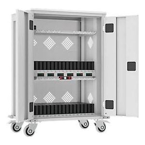 ADB tablet trolley, voor 32 tabletten en 1 notebook, voeding, geventileerd, B 730 x D 440 x H 1050 mm, lichtgrijs RAL 7035