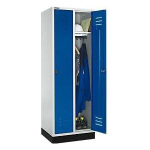 Kledinglocker met 2 compartimenten, P 630 x D 300 x H 1800 mm draaigrendelslot, met fitting, deur gentiaanblauw