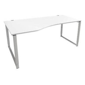 Schäfer Shop  Genius Free-form bureau MODENA FLEX, beugelvoet, handmatig in hoogte verstelbaar, linkeruitbouw, B 1800 mm, wit
