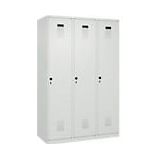 C+P Evolo Plus garderobekast, 3 vakken, 400 mm breed, draaigrendel, soft-close, B 1.200 x D 500 x H 1.850 m, lichtgrijs/lichtgrijs