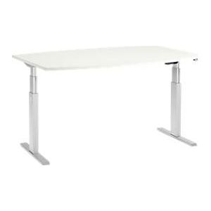 Schäfer Shop  Select Vergadertafel ERGO-T, T-poot, bootvorm, tweetraps elektr. in hoogte verstelbaar, B 2000 x H 645-1305 mm, wit