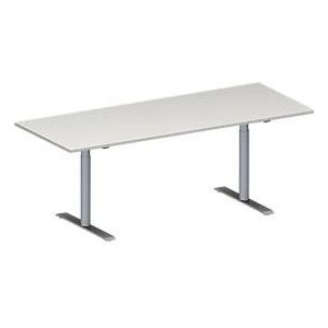 Schäfer Shop  Genius Vergadertafel MODENA FLEX, in hoogte verstelbaar, rechthoekige vorm, T-poot ronde buis, B 2000 x D 800 mm, lichtgrijs