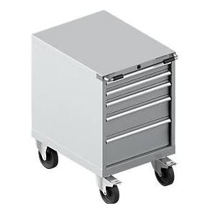 Schäfer Shop Select Gereedschapskast verrijdbaar WSK 36-27, 5 laden, H 920 mm, enkele vergrendeling, staal, 75 kg draagvermogen, wit aluminium/aluminium wit