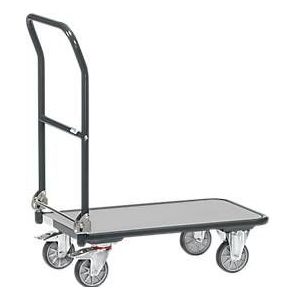 Inklapbare wagen, staal/hout, tot 250 kg, 720 x 450 mm, TPE-banden, antracietgrijs