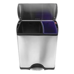 Simplehuman Rectangular Classic Recycler Prullenbak - 30+16 l - Zilver