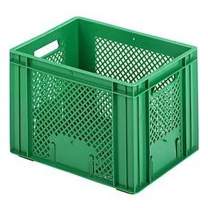 Euro Box groente- en fruitkist, voedselveilig, inhoud 20,2 liter, opengewerkte versie, groen