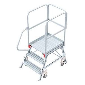 Aluminium platform met wielen, eenzijdig, 3 treden