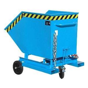 Spanencontainer Bauer SKW-ET 400, staal, blauw, B 1320 x D 900 x H 1090 mm, 400 l, tot 300 kg, rollen, handmatig kiepen, met inrijvakken
