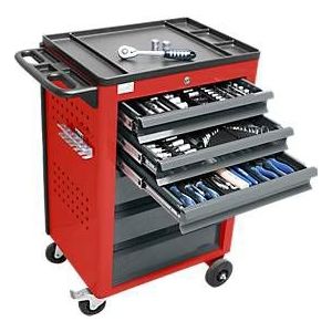 Werkplaatswagen BASIC incl. 115-delige gereedschapsset - rood