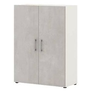 Home Office archiefkast TEMPIO, van hout, 2 deuren, 3 OH, B 800 x D 340 x H 1070 mm, wit/beton