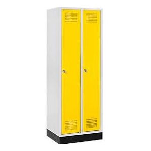 Schäfer Shop  Genius Kledinglocker met fitting, 2 compartimenten, cilinderslot, lichtgrijs/geel
