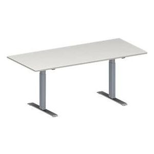 Schäfer Shop  Genius Vergadertafel MODENA FLEX, in hoogte verstelbaar, rechthoekige vorm, T-poot rechthoekige buis, B 1800 x D 800 mm, lichtgrijs