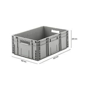 Stapelbak Eurobox MF 6220 - polypropeen - L 600 x B 400 x H 220 mm - 41,6 L  - open handgrepen - grijs