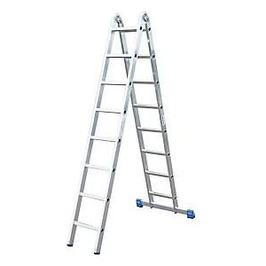 Dubbele ladder met scharnieren, 2 x 8 sporten