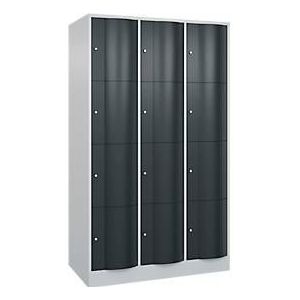 C+P Resisto lockerkast, 3 vakken, 12 vakken, B 1148 x D 640 x H 1950 mm, lichtgrijs/antracietgrijs